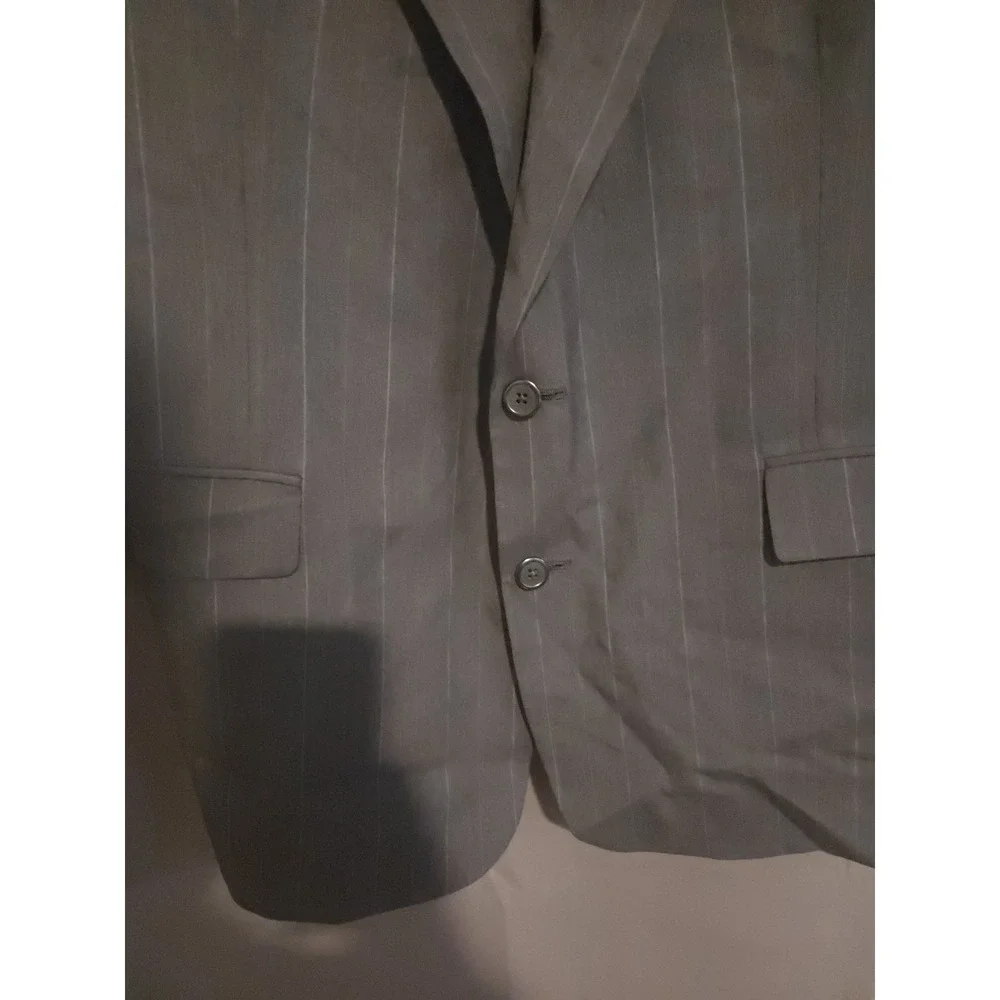 Hart Schaffner Marx Gold Trumpeter Charcoal Grey Wool Pinstripe Blazer Men's 44R